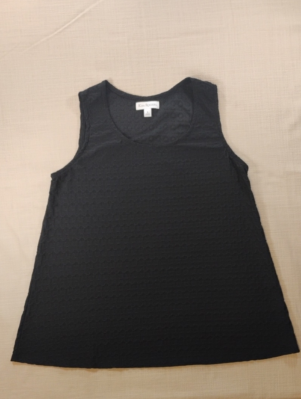 Women's Size Small Kim Rogers Black Textured Scoop Neck Tank